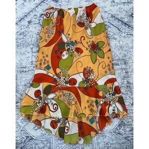 Giorgio Fiorlini Small Floral A-Line Skirt Retro Vintage Pull On Elastic Waist